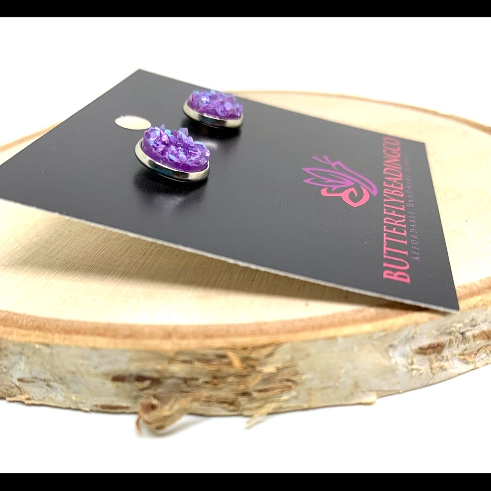 Stainless steel resin earrings - Picture 6 of 7